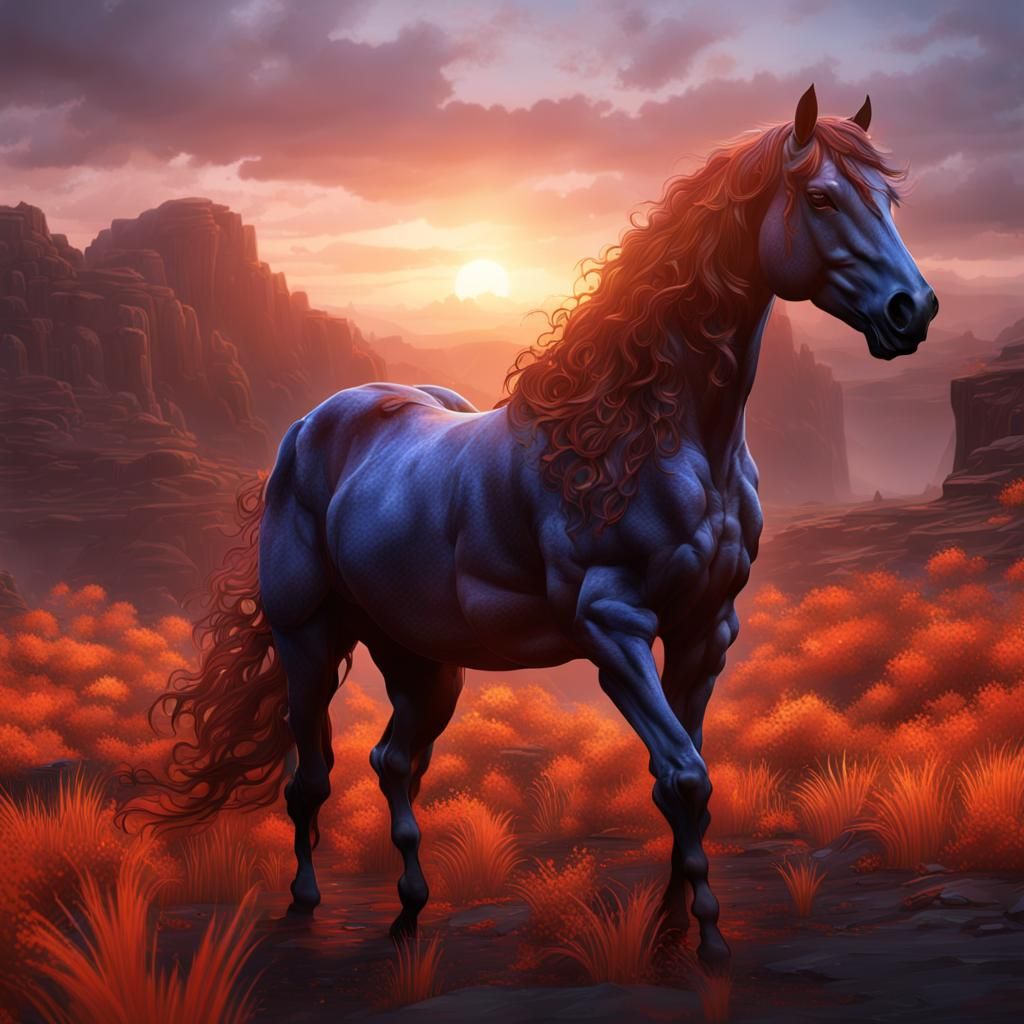 Horse and sunset