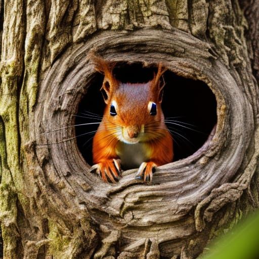 Peek A Boo Squirrel   AI Generated Artwork   NightCafe Creator