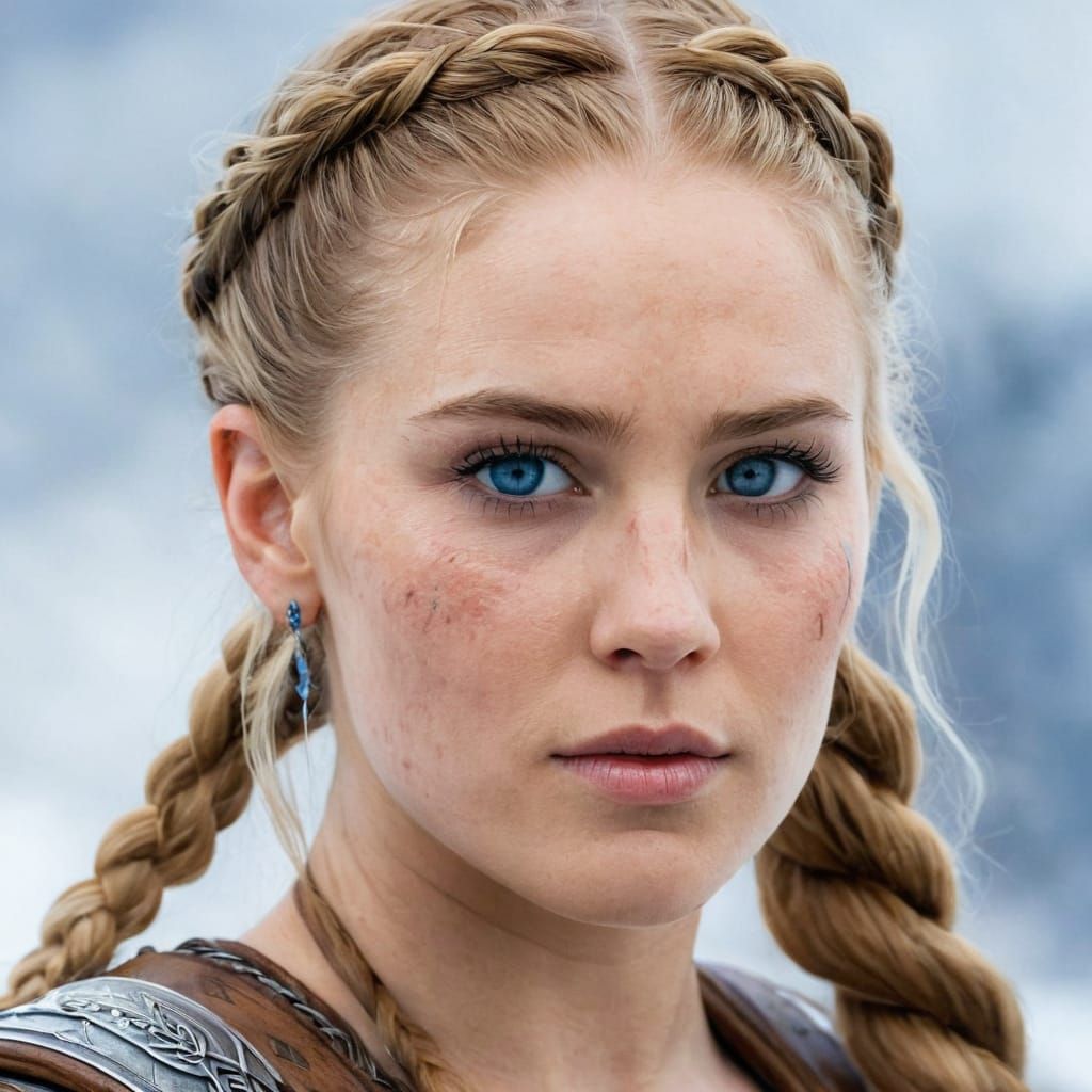A Nordic shieldmaiden with braided hair