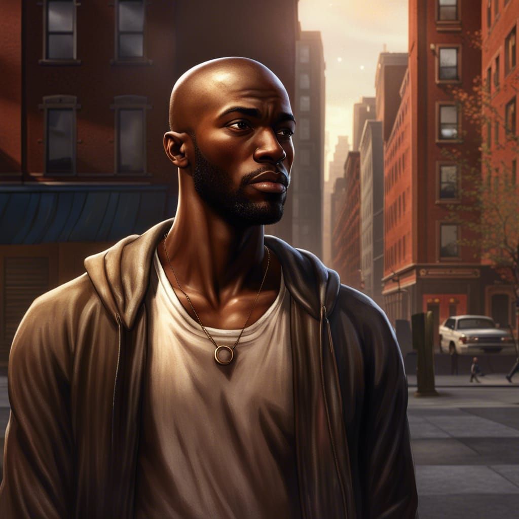 A portrait of an African-American man in Harlem