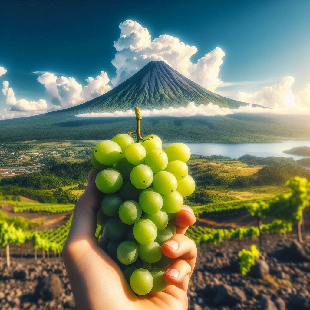 “Green Grapes, Blue Skies, and Majestic Peaks”