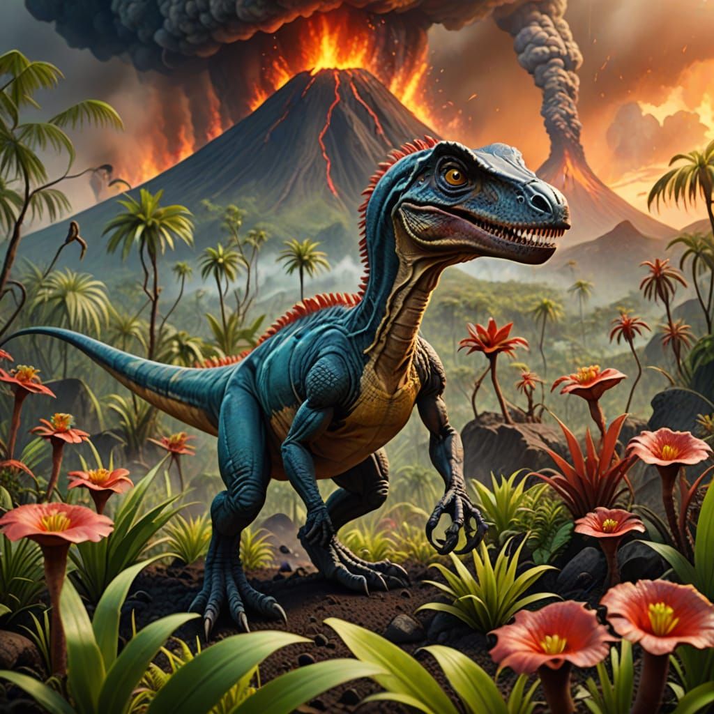 Velociraptor in the jungle 🦖  by @Seyfert_AI 