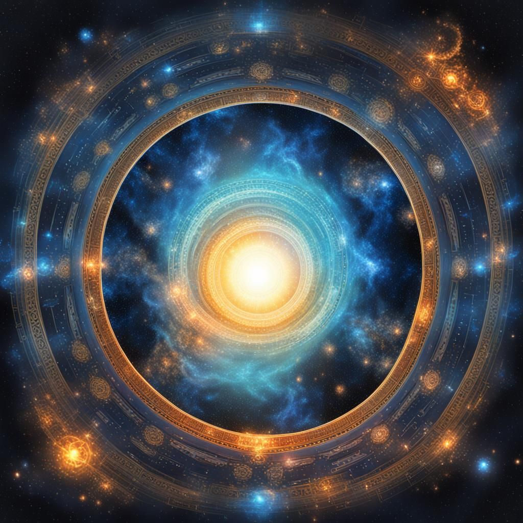 a cosmic picture of a glowing blue portal