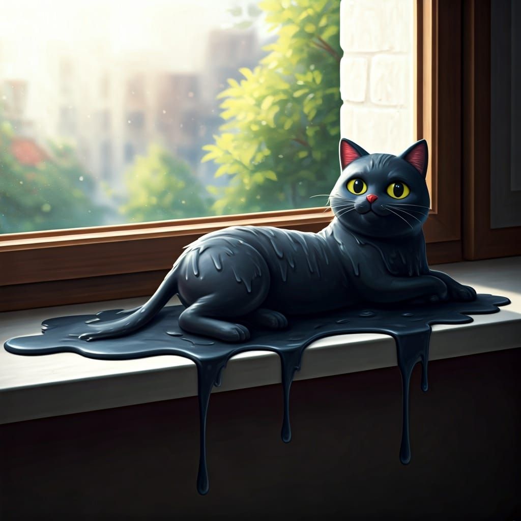 Black Cat in a Heatwave  by @Angorartist