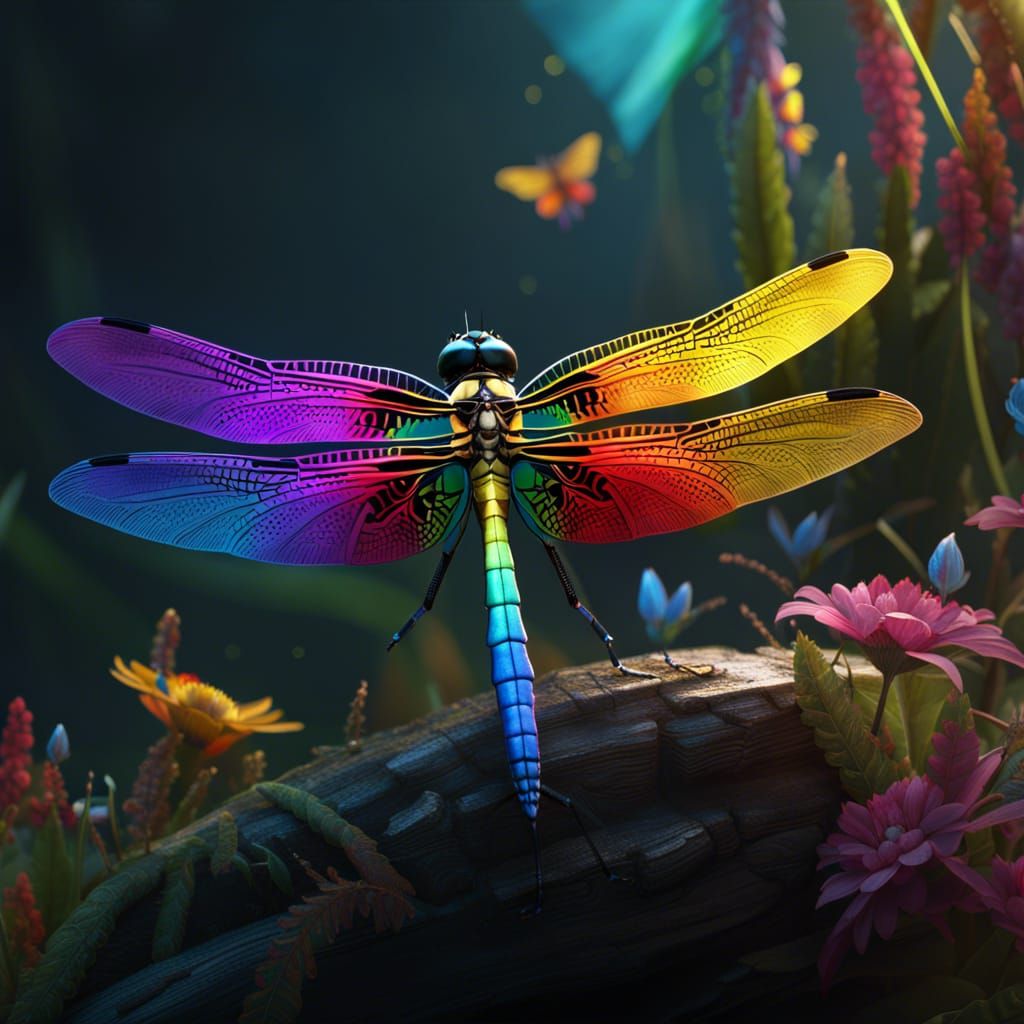 Rainbow dragonfly - AI Generated Artwork - NightCafe Creator