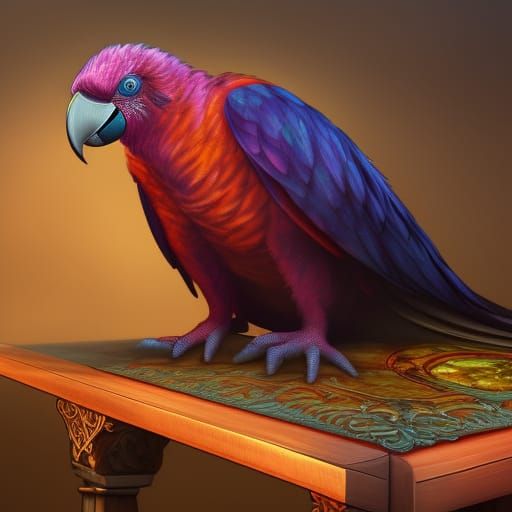 Parrot sitting on a tavern table