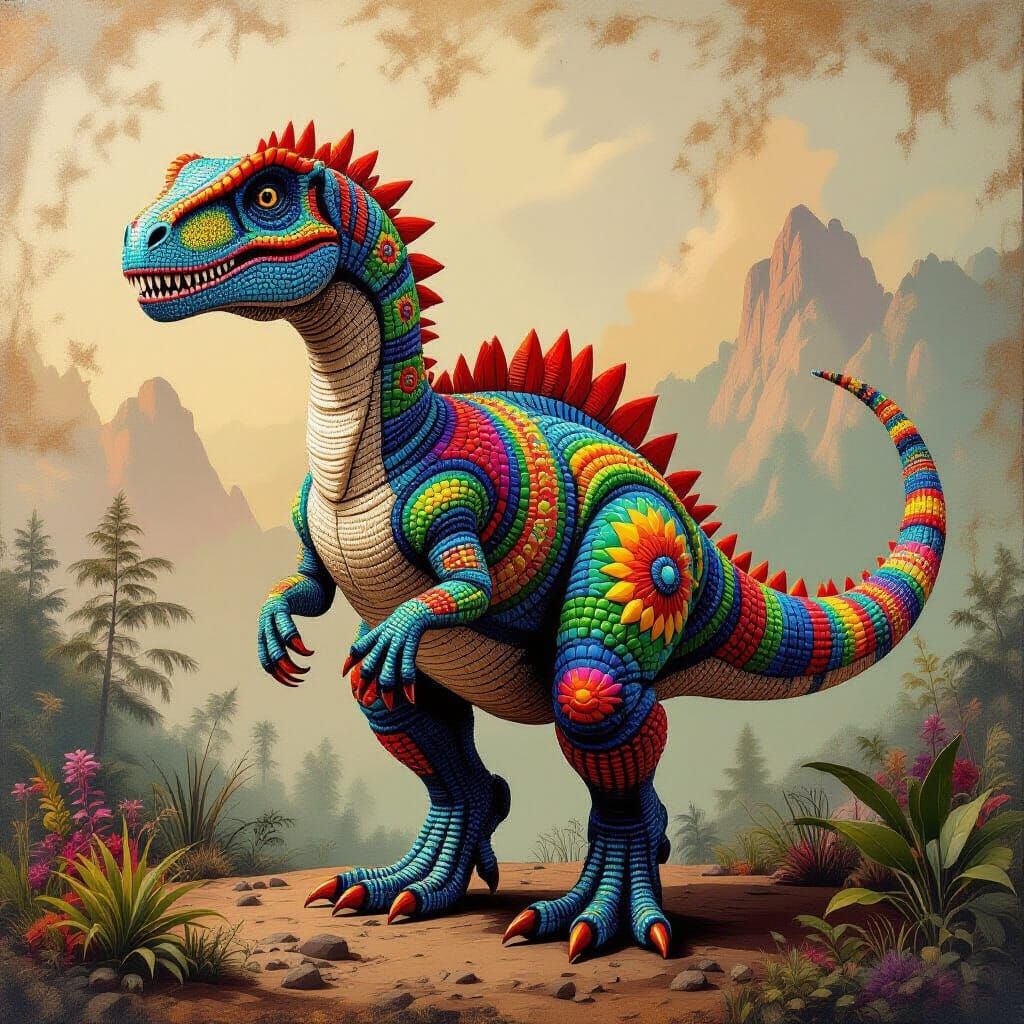 Bead Art Dinosaur  by @MrMachineElf