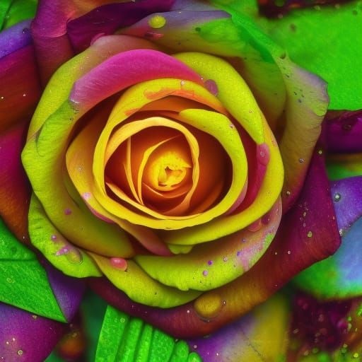 A Rose flower made of colorful leaves. - AI Generated Artwork ...