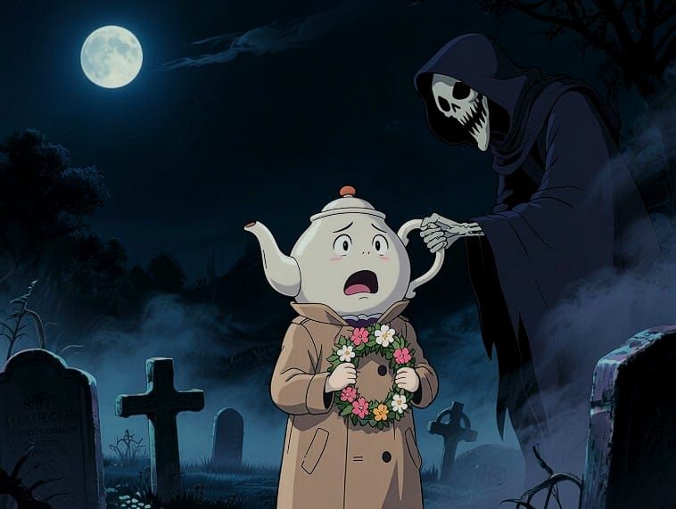 9/7/2025-Terrified Tea Pots Art By Archangel Tara