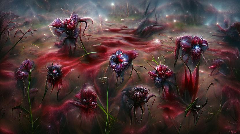 meadow blood flowers sinister by Greg Rutkowski