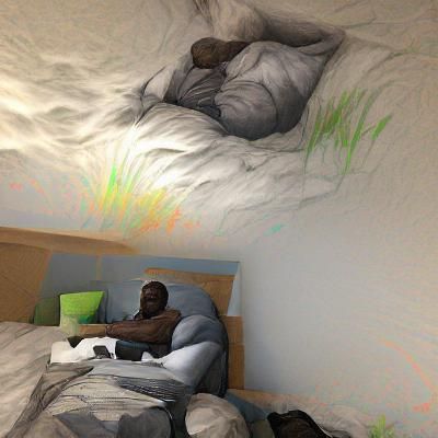 Hyperrealistic 3D Rendering: Man Watching Sleeper