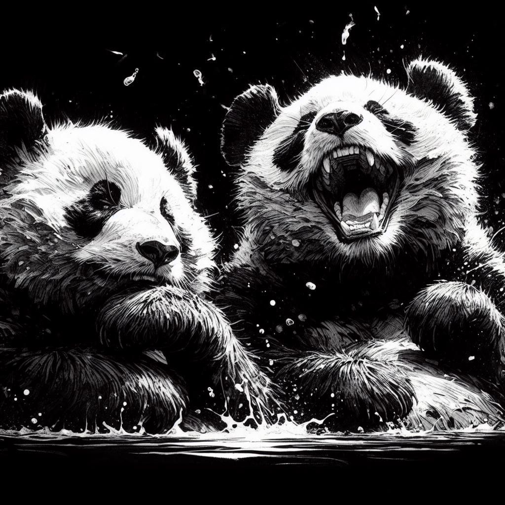 Pandas laughing together