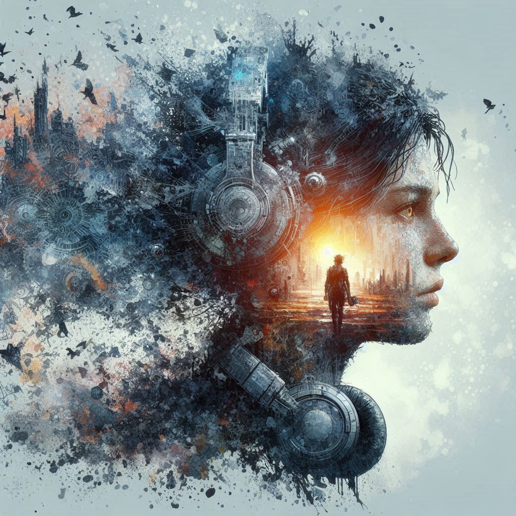 double exposure beautiful fantasy DALL-E 3 portrait landscap...
