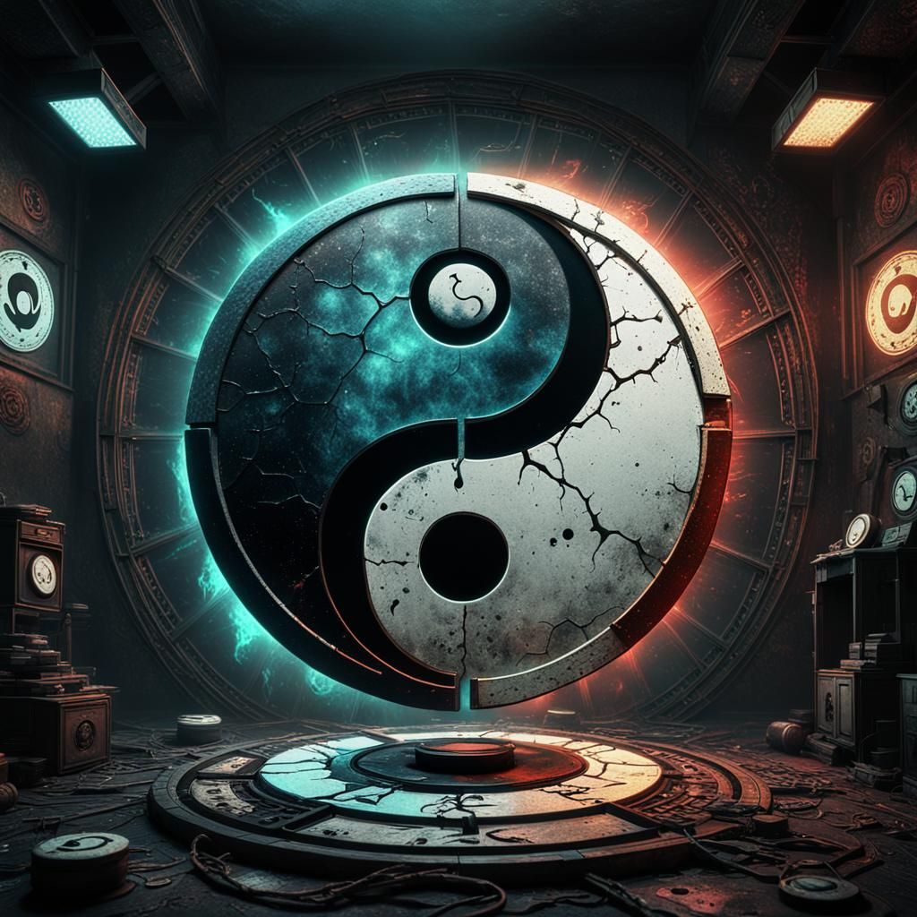 ying yang, gloomy, Art Hoe, Artwork, long shot, Unreal Engin...
