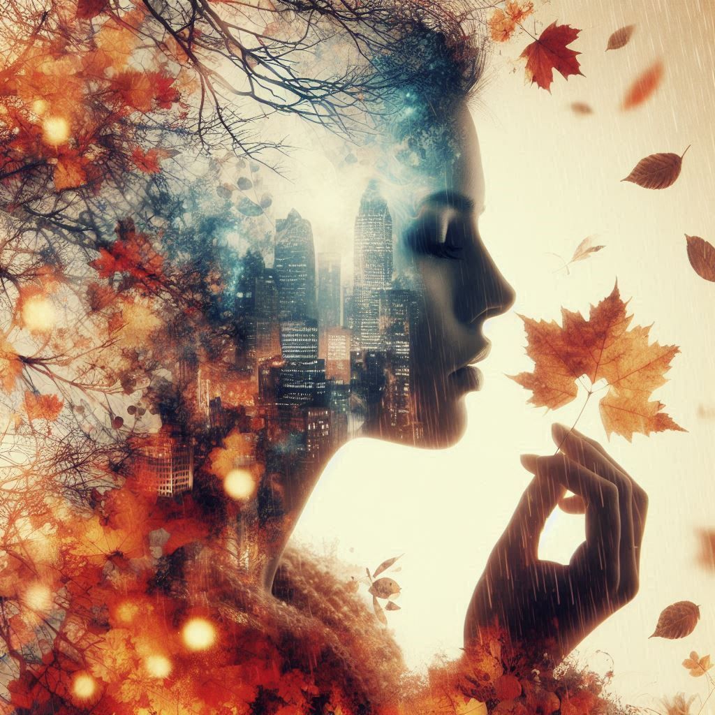double exposure beautiful fantasy portrait landscape..