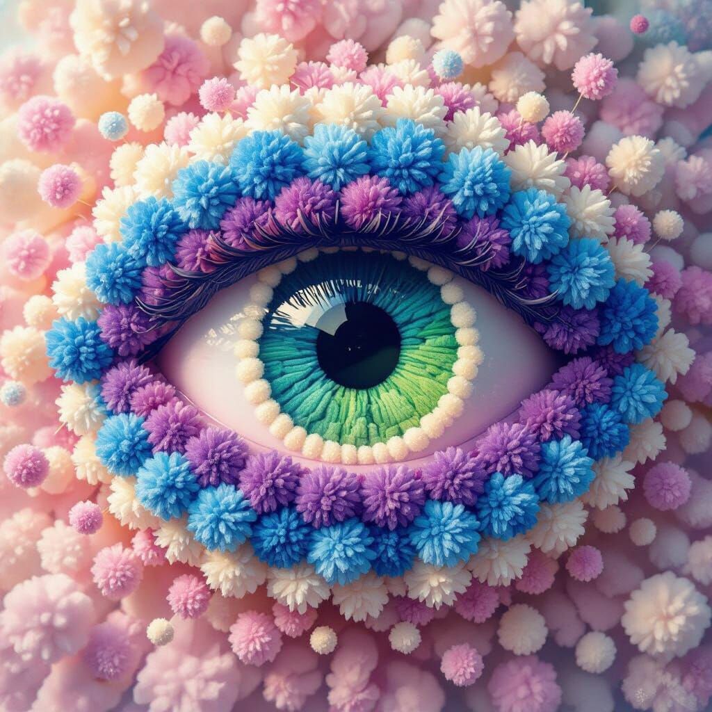 Giant Pom-Pom Eye with Swirling Iris