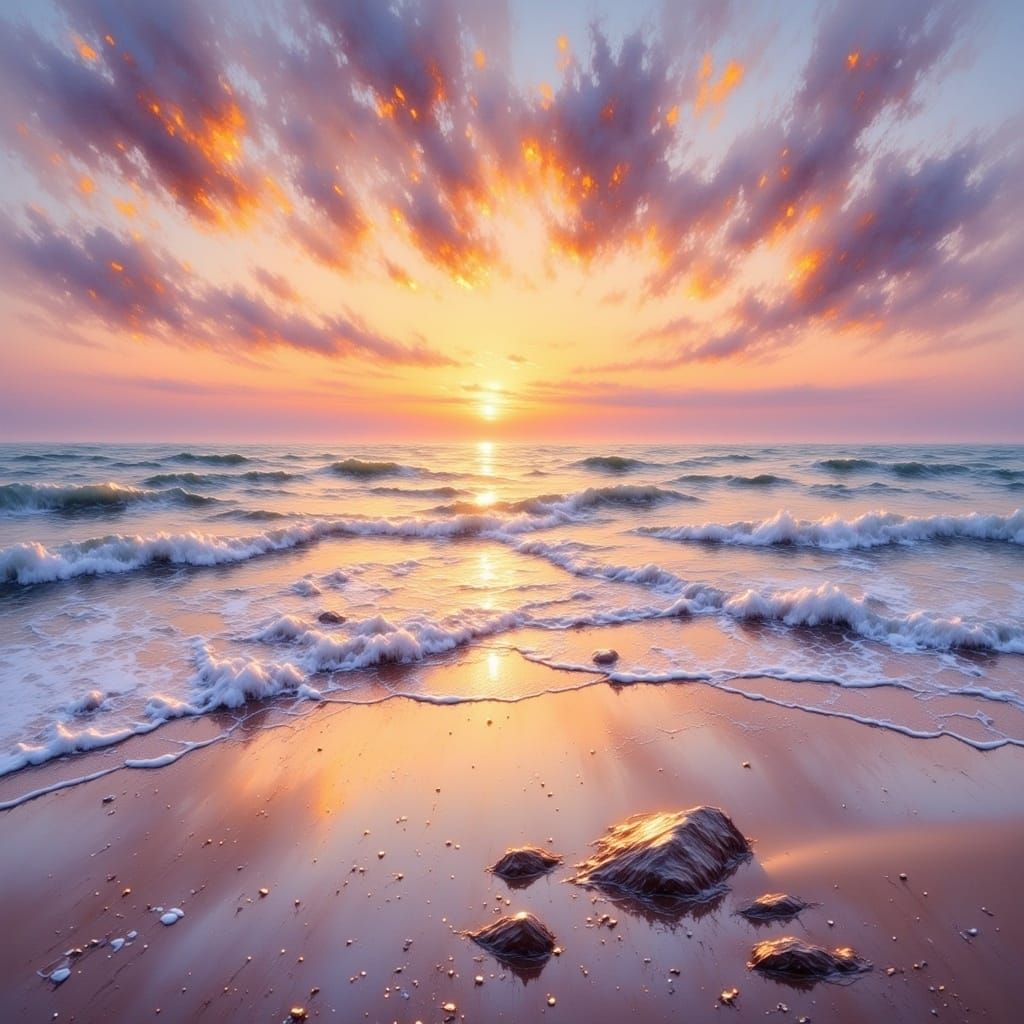 A beautiful landscape of the beach<lora:Realistic time:1.0> 