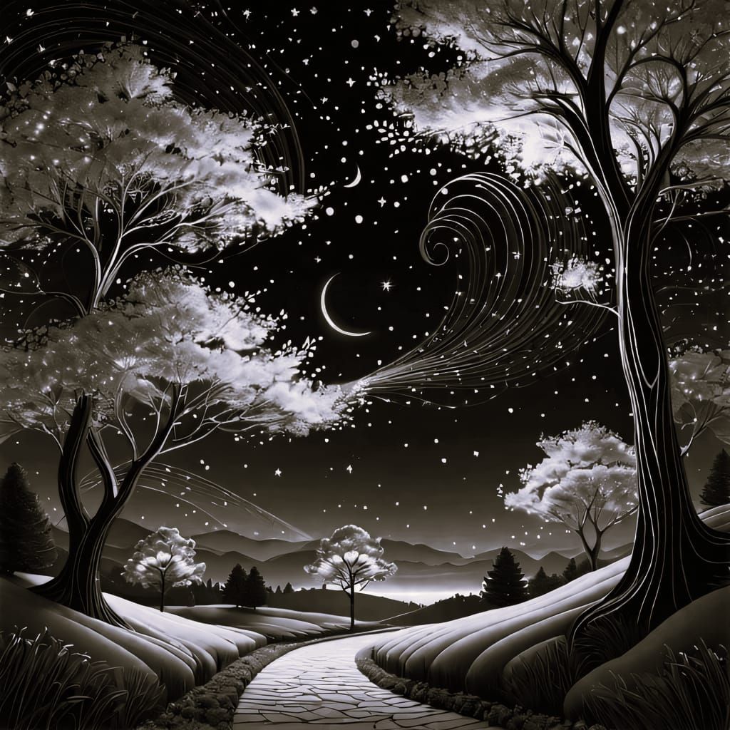 music of the stars. B&W.