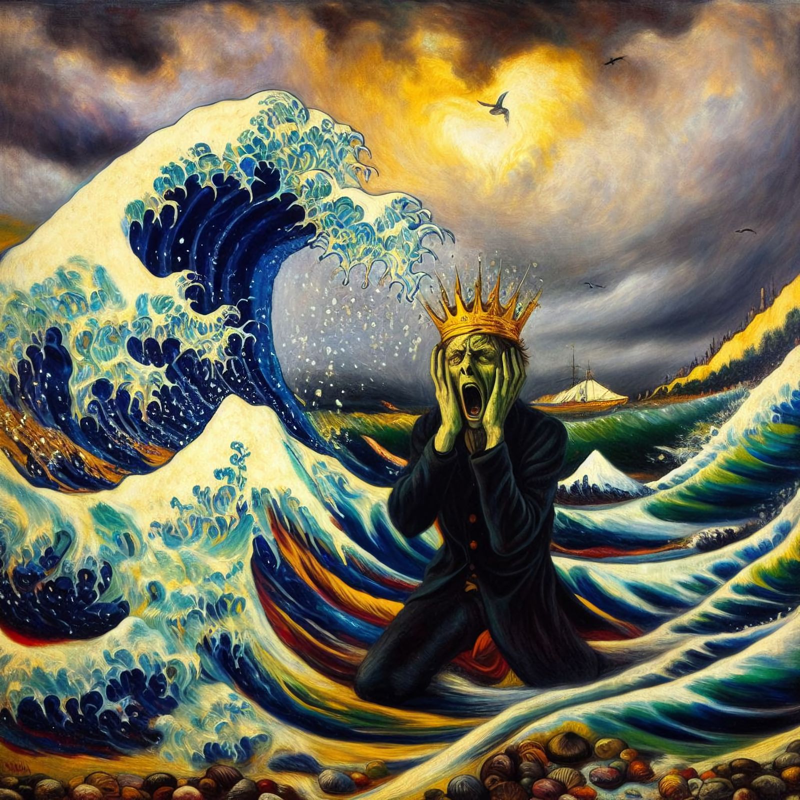 Hokusai's Great Wave meets Munch's Scream