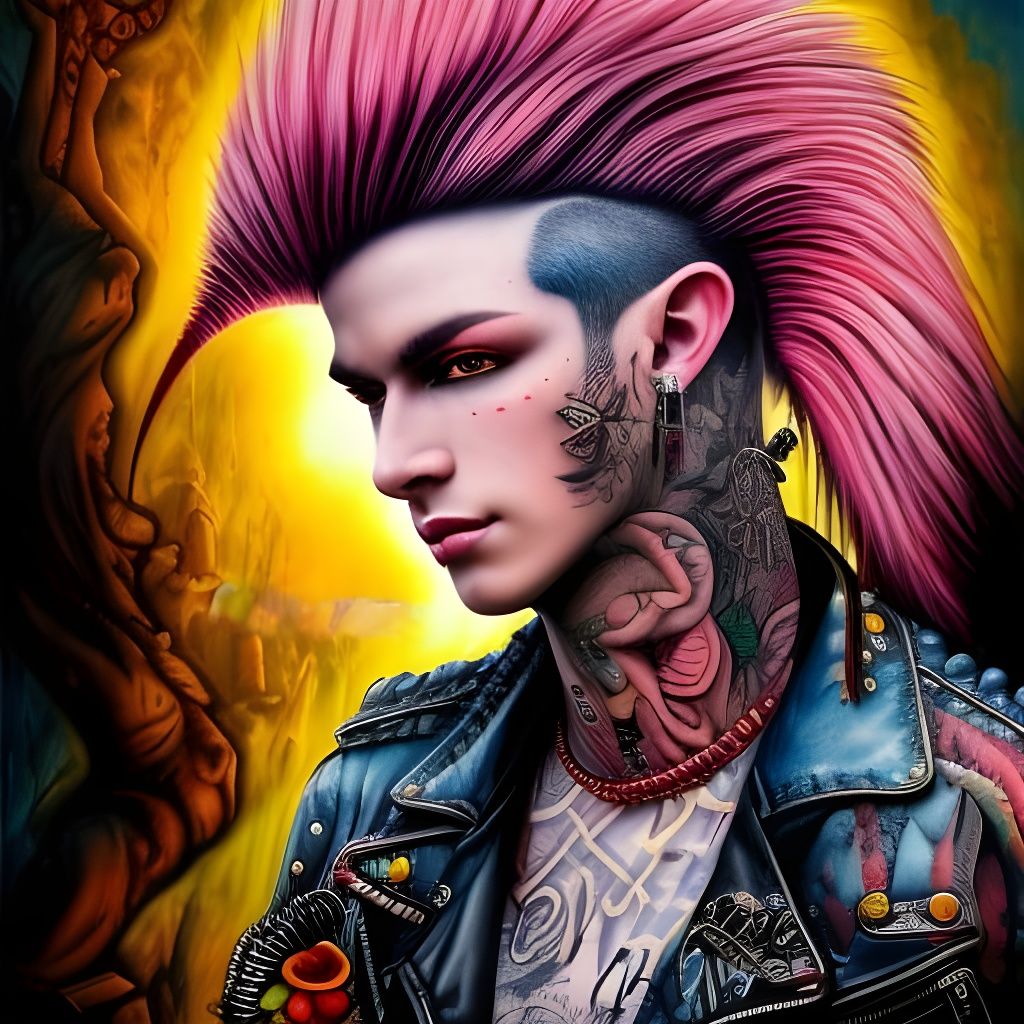 Punk Dude Rick, Showing Off His New Mohawk - AI Generated Artwork ...