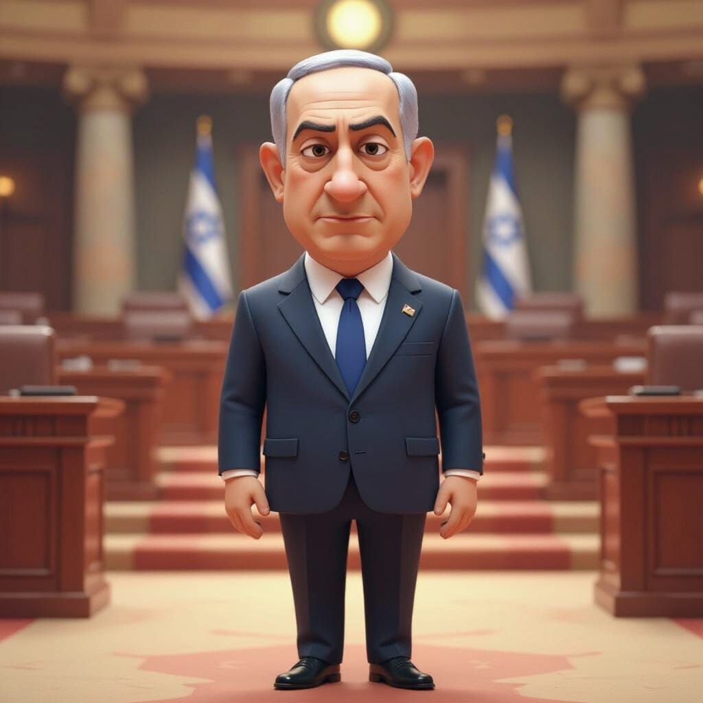 Benjamin Netanyahu in Pixar Style 3D Render