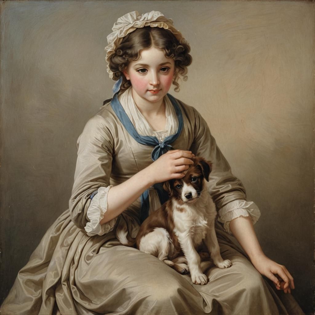 With a puppy Artwork by Élisabeth Louise Vigée Le Brun  by @AlphaArt