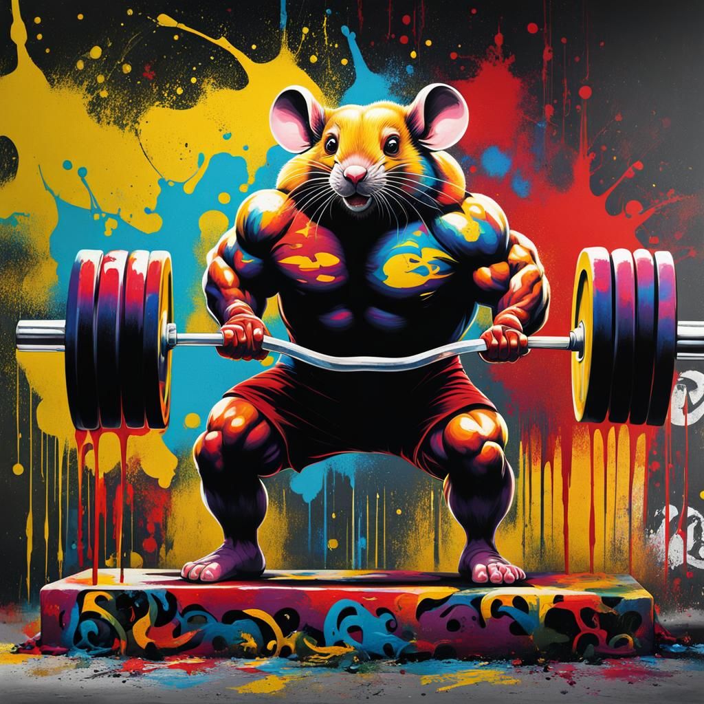 A bodybuilder mouse deadlifting 1000 pounds