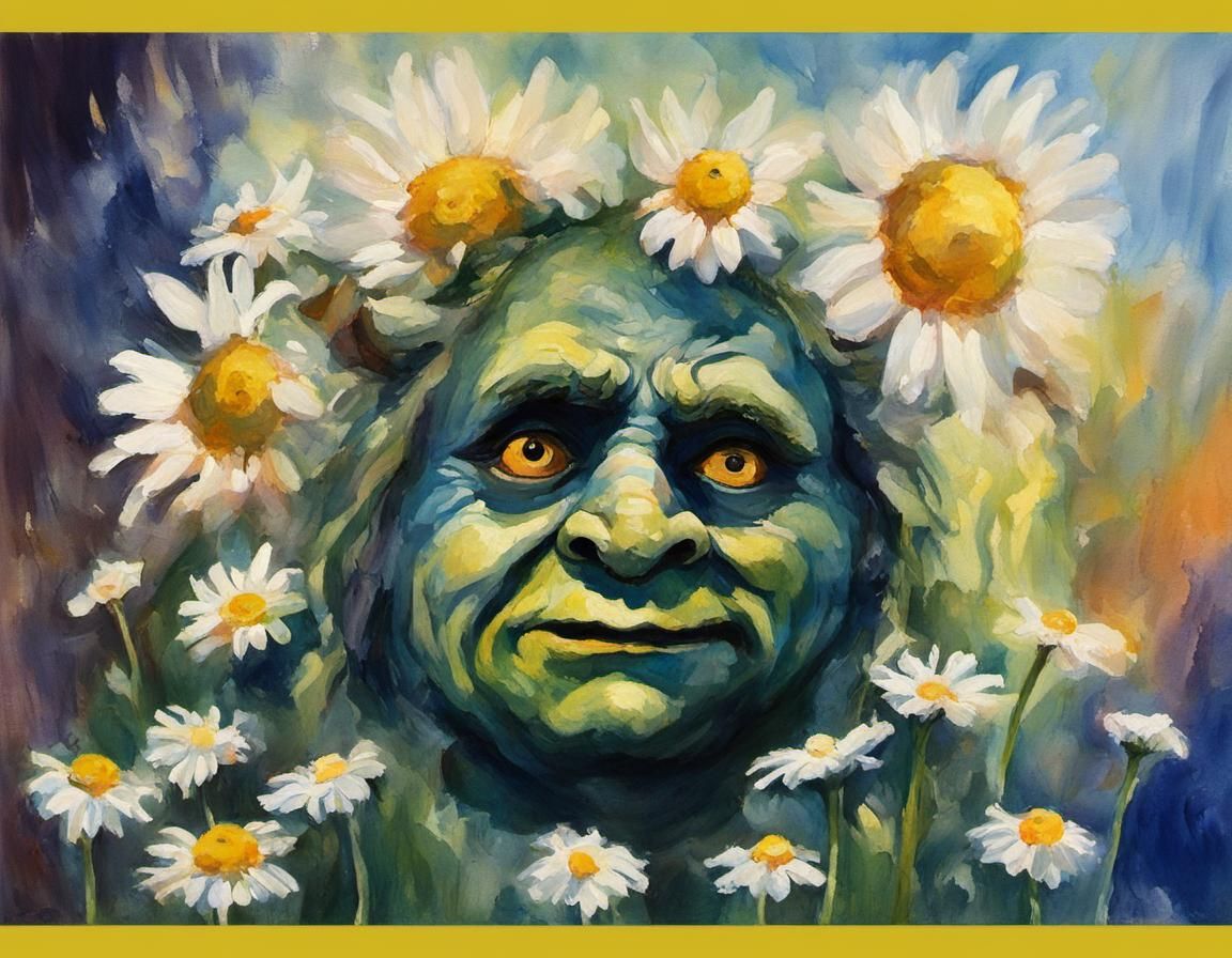 Ogre with daisies in his hair