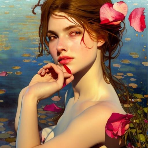 girl with rose petals