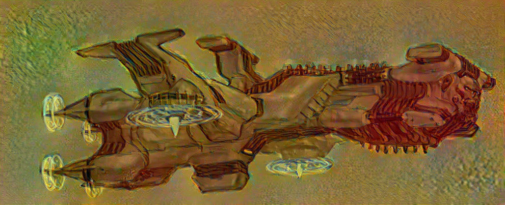 Maykr ship in the night cafe style