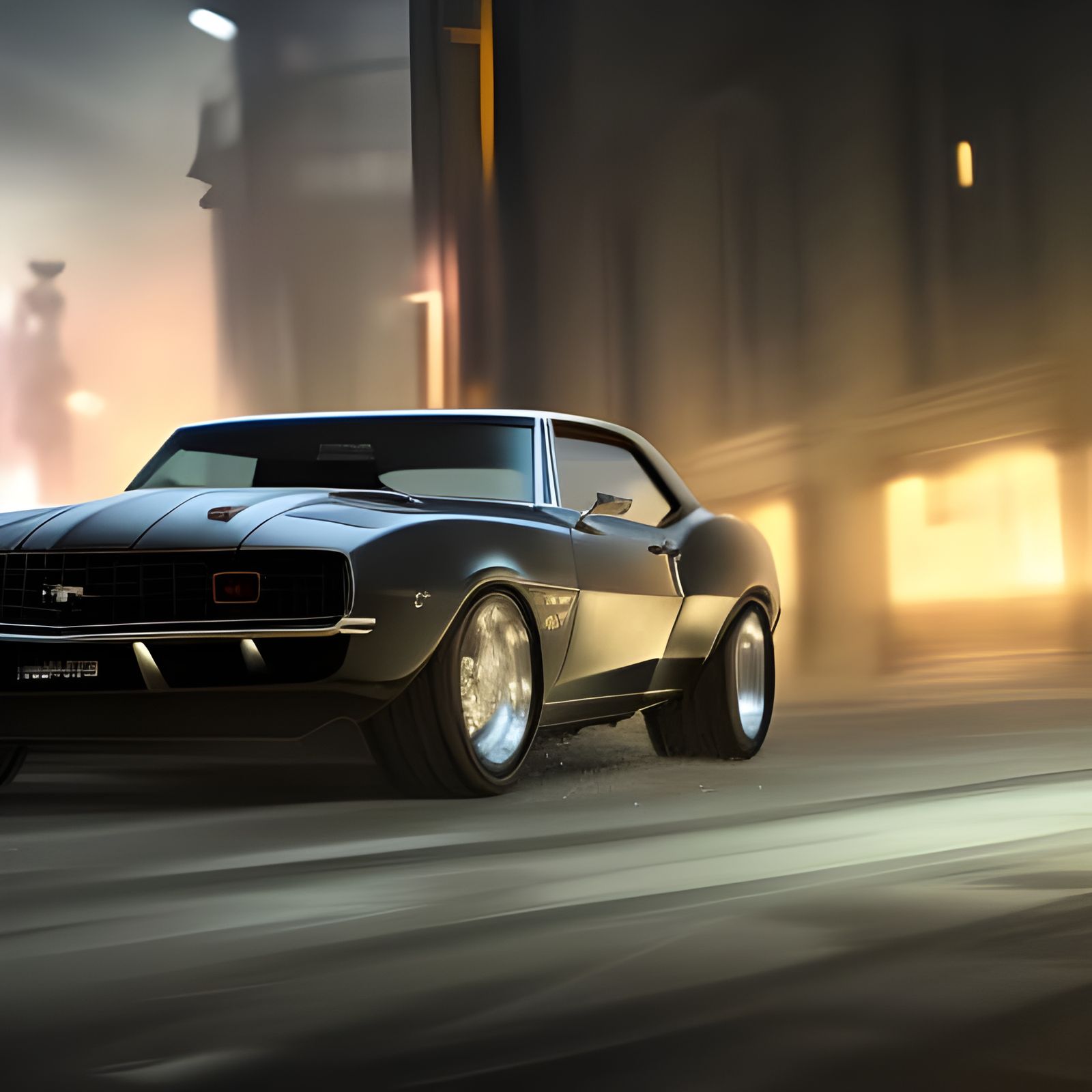 1968 Camaro on street in evening