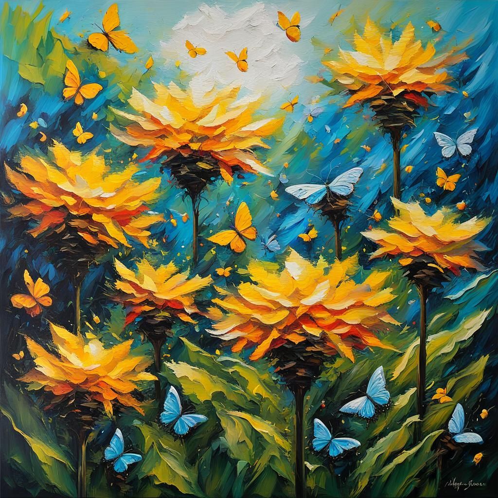fantasy world where only insects like bees and butterflys li...