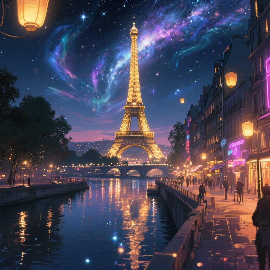 Eiffel Tower at Night: A Hyper-Detailed Parisian Scene