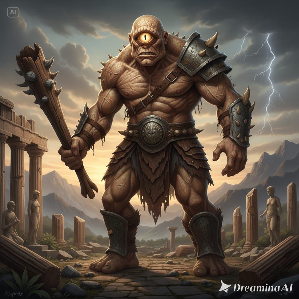 Legend Cyclop giant with one eye on their forehead