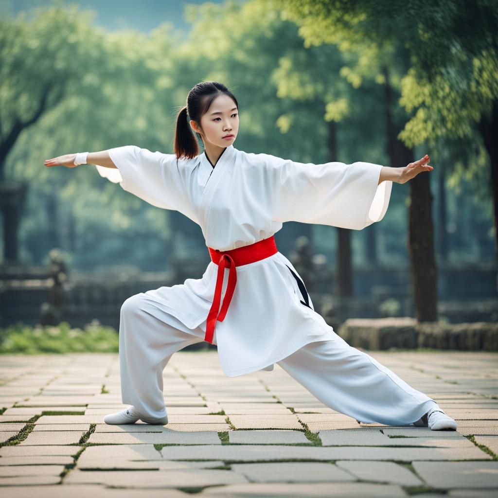 Tai Chi Beauty in Han Costume: Expressionist Oil Painting