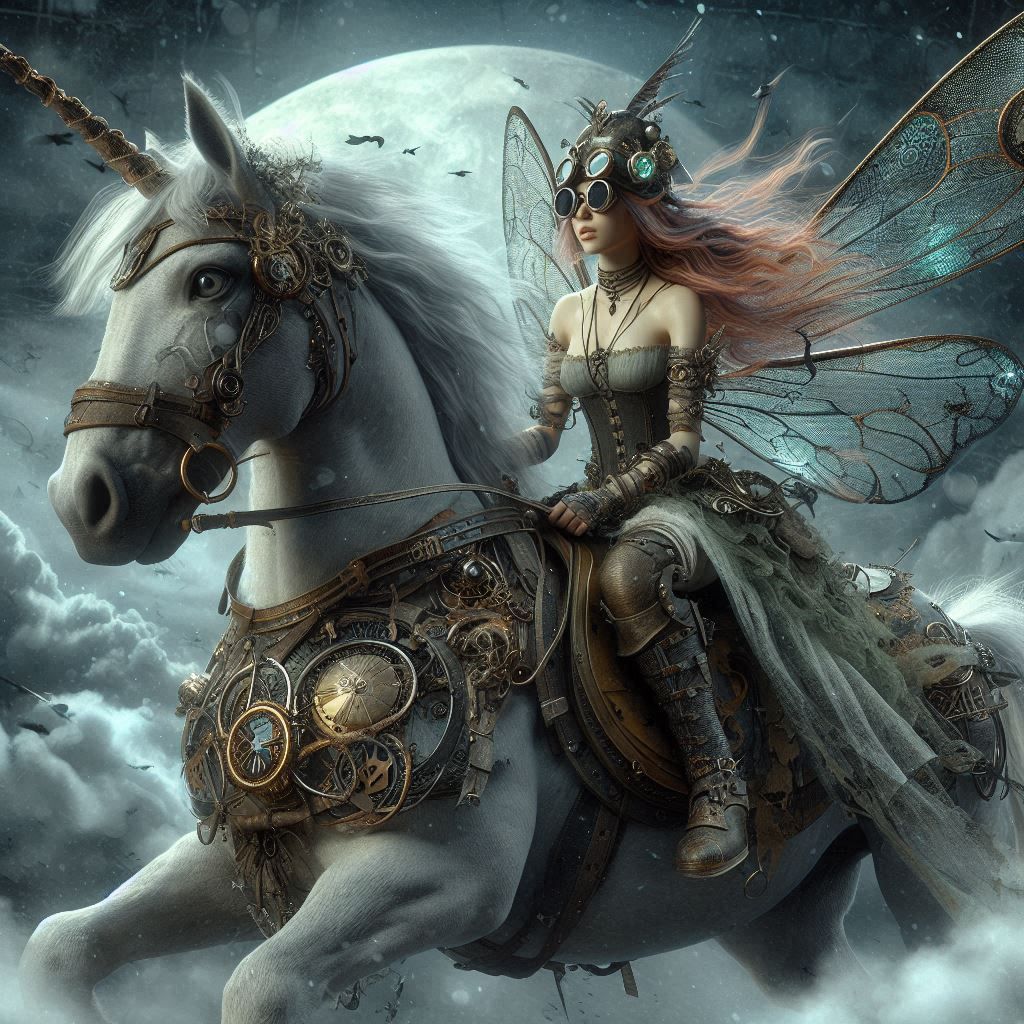 Steampunk Fairy and her Unicorn