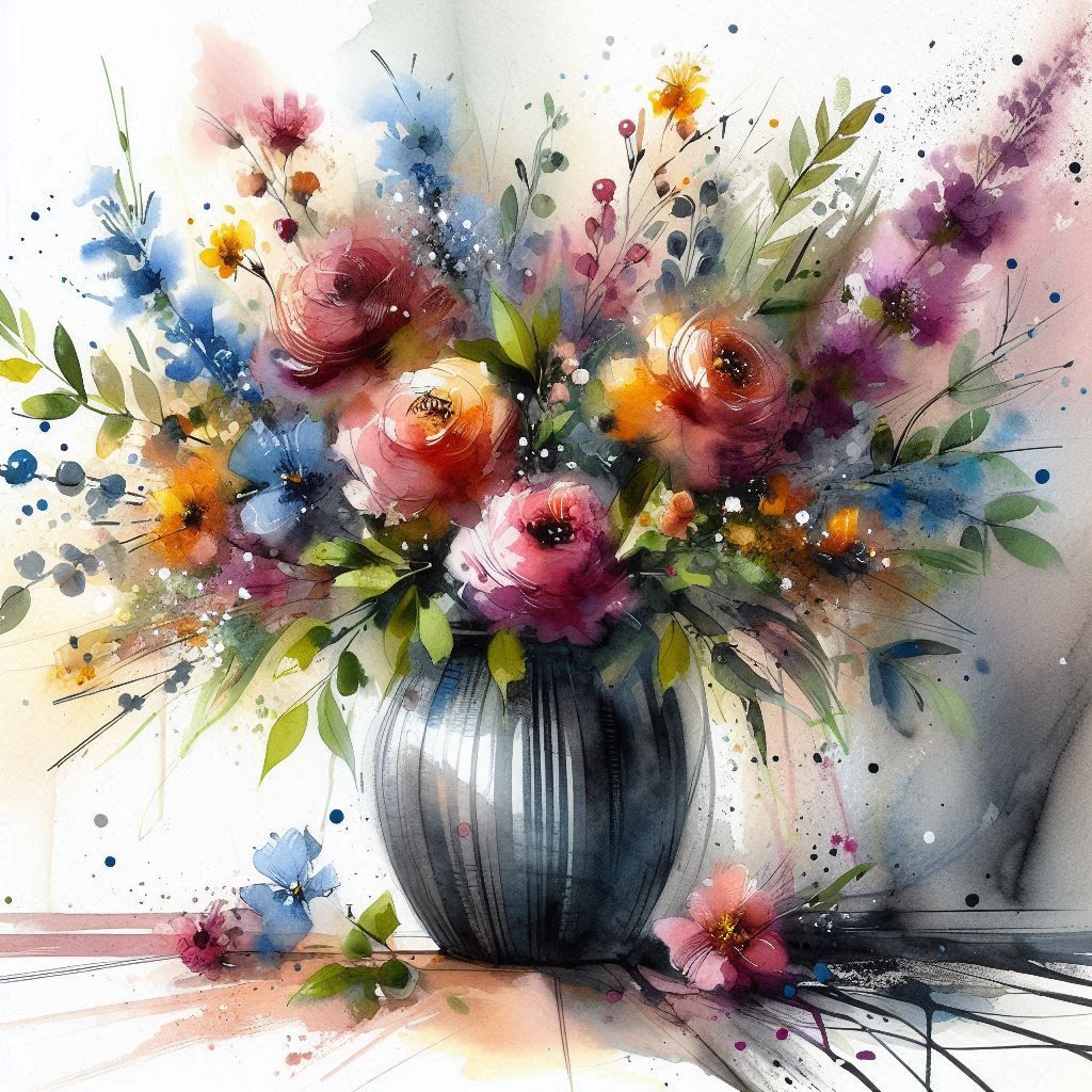 Flowers In A Pewter Vase