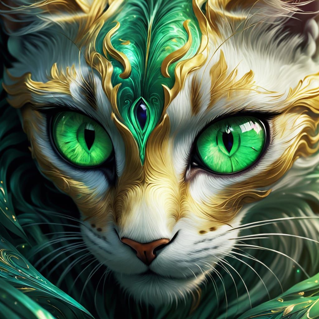 A mythical creature with hypnotic green eyes  by @William Wallis