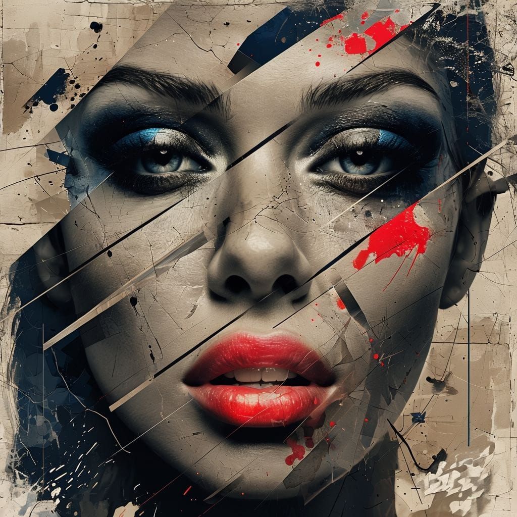 Surrealistic portrait of a woman's face
