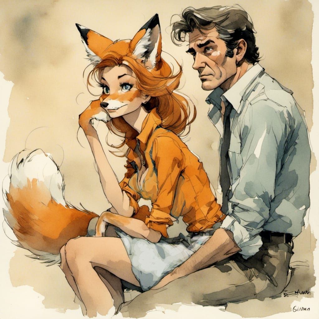 Fox-girl VIXEN and Detective Lumbeau