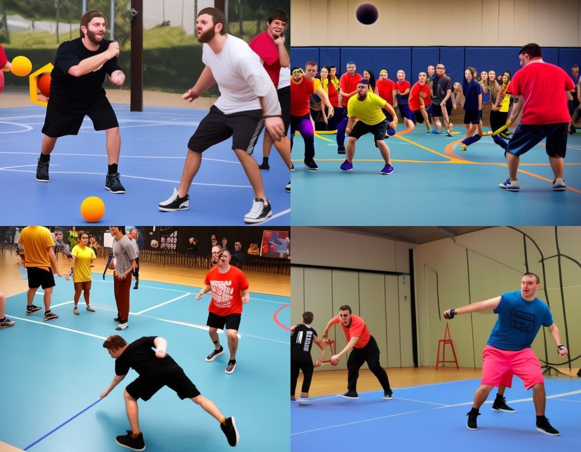 extreme dodgeball competition, people getting destroyed with dodgeballs