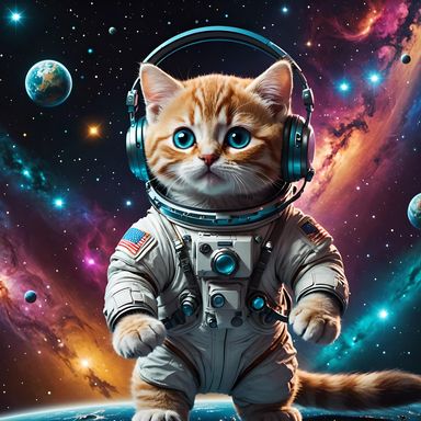 Cute Astronaut Kitten 🐱🚀 in Space: Stars & Planets 🌍 - AI Generated ...