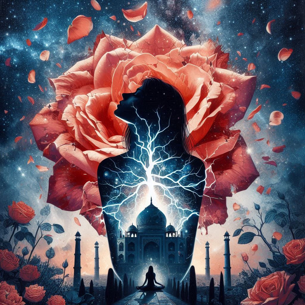 Rose Taj Mahal Indian princess Double exposure