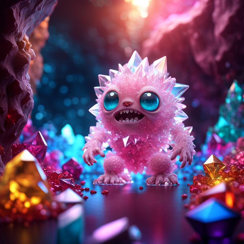 CRYSTAL MONSTER IN CRYSTAL CAVE  by @Cute dog