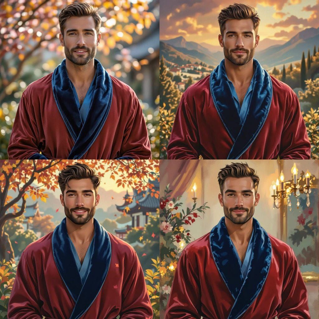 Handsome Man in Elegant Velvet Robe