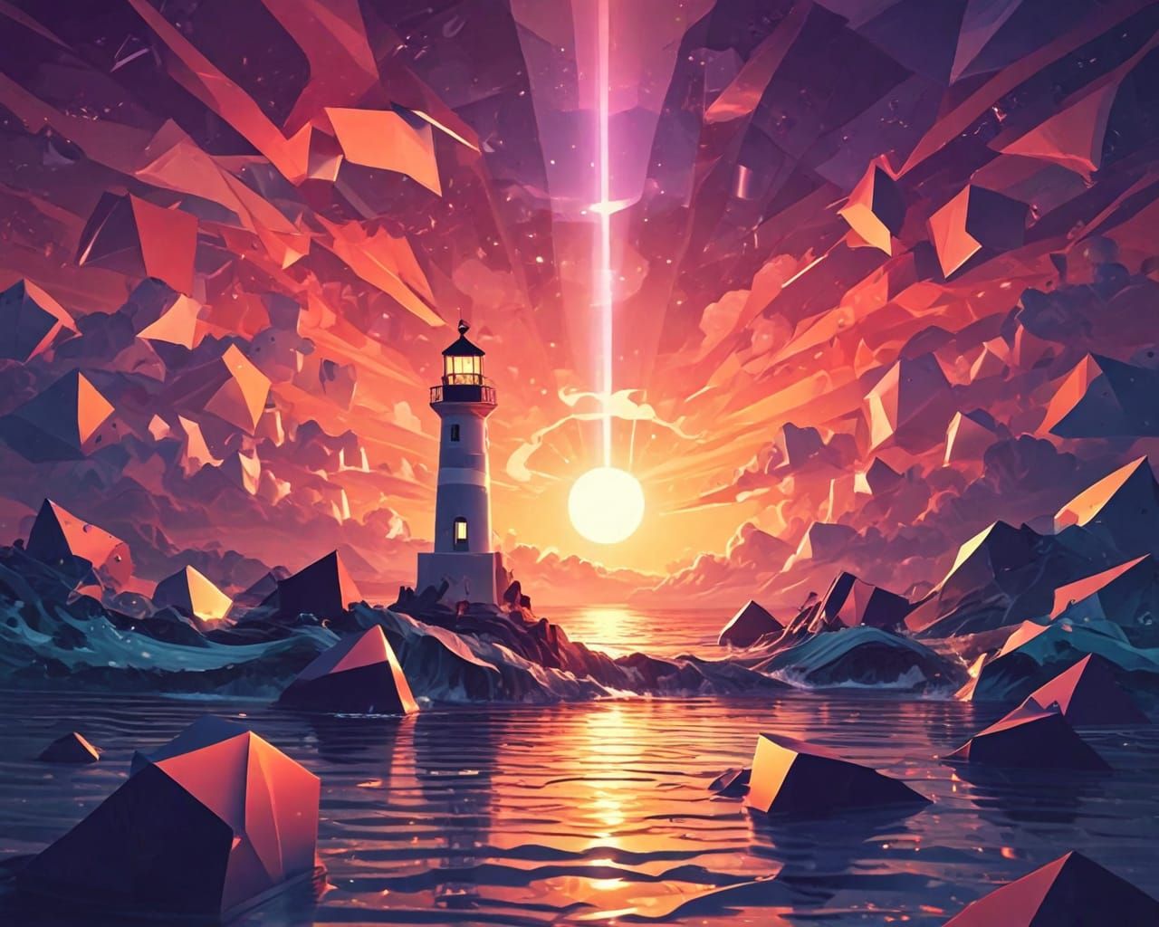 Lighthouse. Abstract scene.