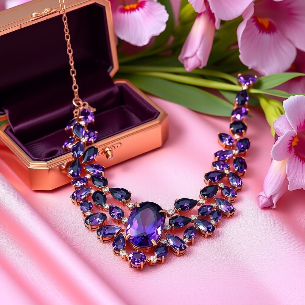 Rose Gold and Amethyst Necklace  by @EllaMoonDesign