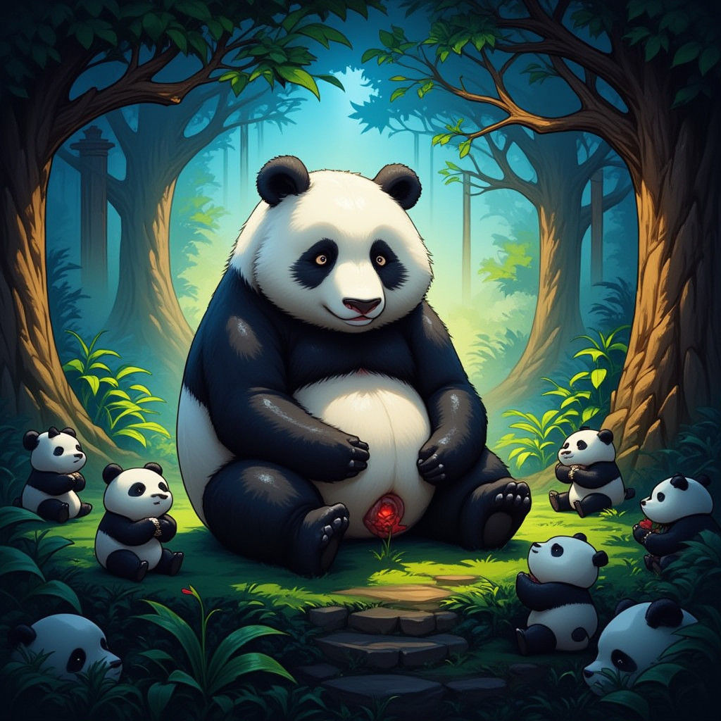 Enchanted Panda Garden: Fantasy Concept Art