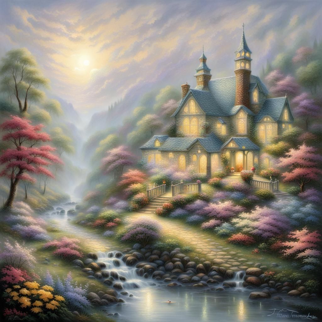 Ethereal Fantasy Scene with Eternal Smile