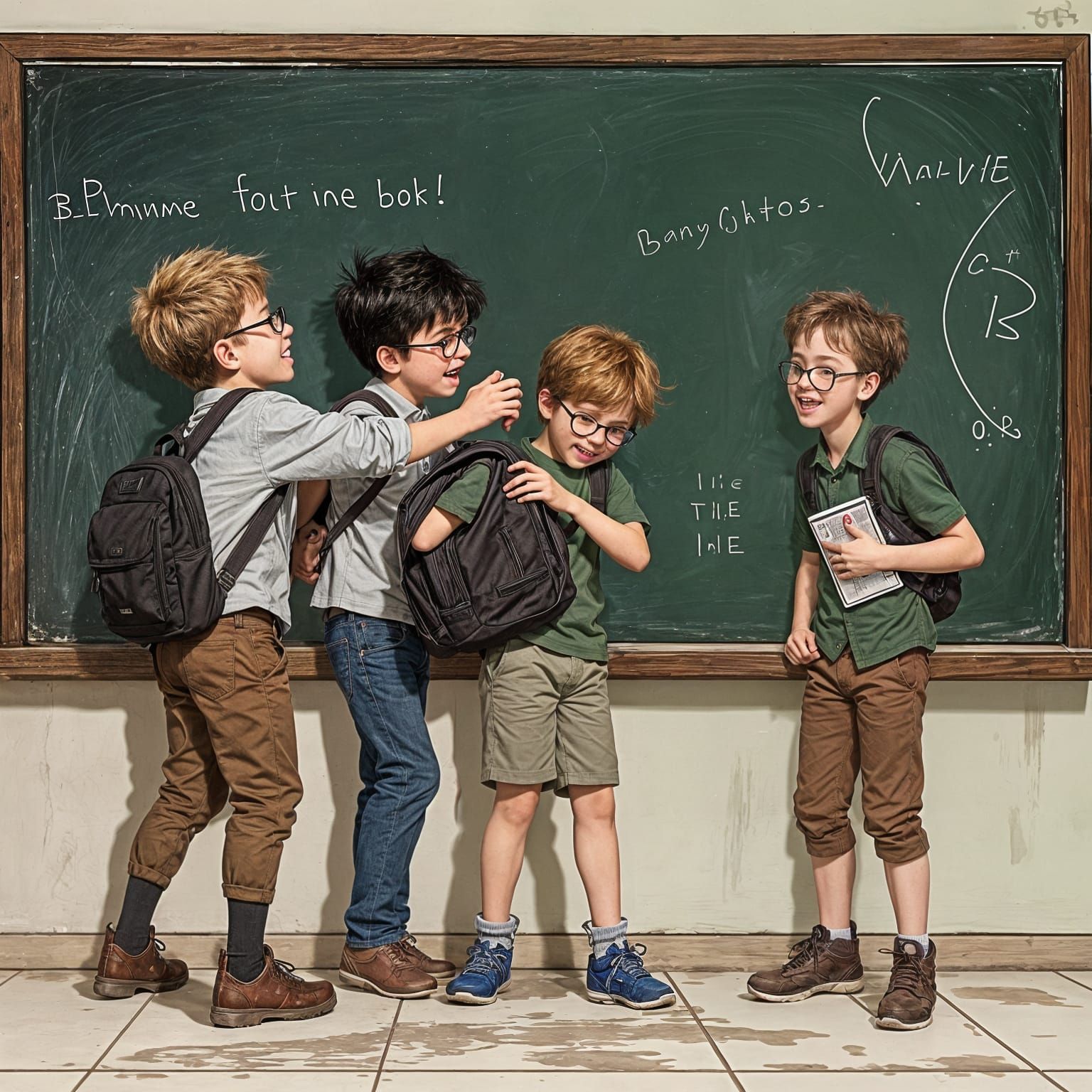 Grimy Schoolyard Confrontation in Realistic Style